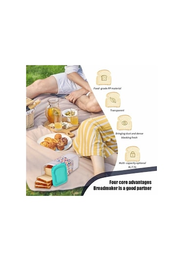 Pazly Kapaklı Hava Geçirmez Ekmek Saklama Kabı Şeffaf Plastik Mutfak Ekmek Kutusu Bpa İçermez, Fda Yok Yeşil Yeşil