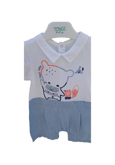 Erkek Bebek Bear Yazlık Tulum-12859-mavi Mavi
