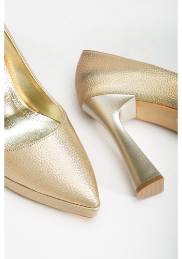 Suins Valen Kadın Platform Topuklu Stiletto Ayakkabı Altın