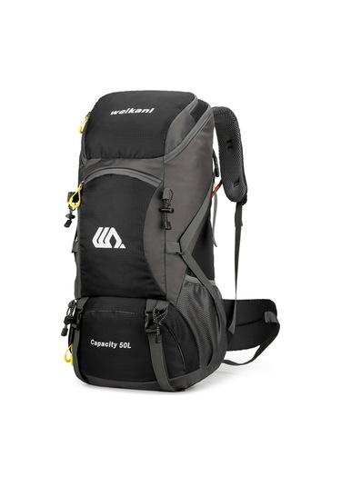 Dianziye 50 Litre Dayanıklı Nylon Sırt Çantası - Hiking, Kamp Ve Seyahat İçin Çift Omuz Askılı Siyah Çanta Siyah