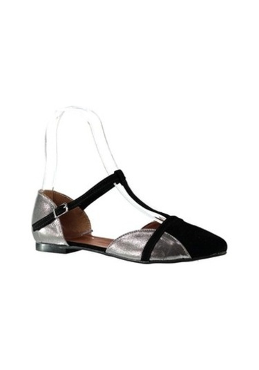 Fox Shoes Siyah/Platin Kadın Babet B726881802