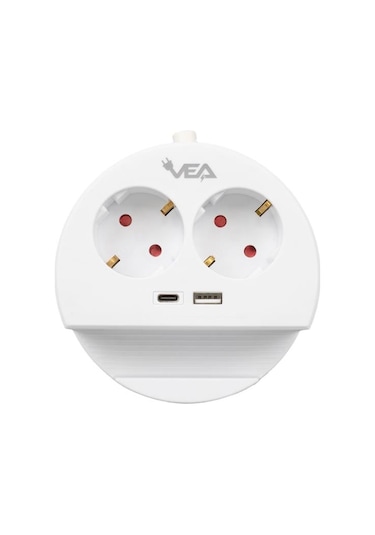 Ve- G1102c 2'li Usb+ Type-c Girişli Anahtarlı 1.5 Metre Grup Priz