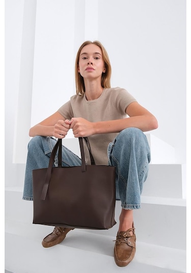 Shule Bags Joli Everyday Omuz Çantası Kahve Kahverengi - Siyah - Bej