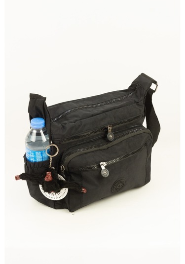 Krinkıl / Klinkır Su Geçirmez Kumaş Çok Gözlü Çapraz Kol ve Omuz Postacı Çantası Siyah 5835 Siyah