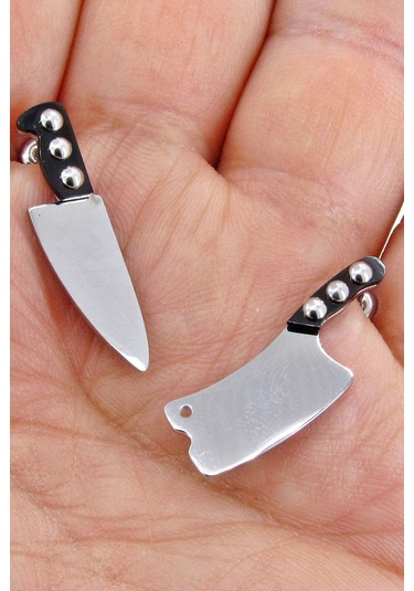 Takı Dükkanı Chef Büyük Boy 1 Satır 1 Bıçak Çelik Küpe Çifti Mse20