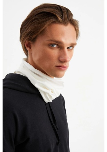 Erkek 4 Fonksiyonlu Koruyucu Pamuklu, Esnek, Terletmez, Bandana, Boyunluk, Maske - Tek Ebat / Beyaz Beyaz