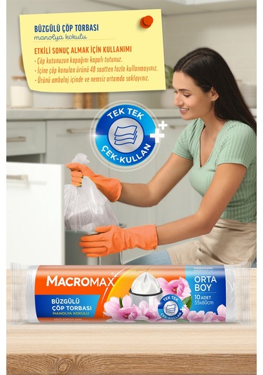 Büzgülü Manolya Çöp Torbası Orta Boy 10'lu