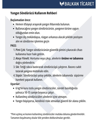 6 Kg Köpüklü Yangın Tüpü +levha +askı