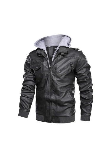 Erkek Slim Fit Fermuarlı Ceket Gri