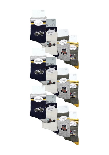 Ekinoks Erkek Çocuk Figürlü Soket Çorap 12 Li Paket Asorti