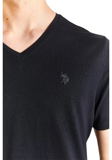 U.S. Polo Assn. Erkek V Yaka T-shirt SIYAH