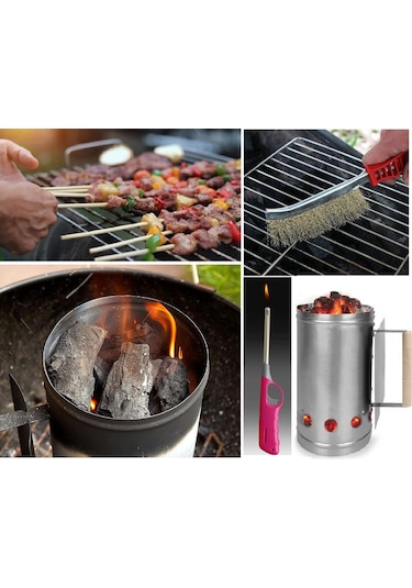 Mangal Barbekü Yakma Temizleme Seti 10 Parça Yakıt Jel Çakmak