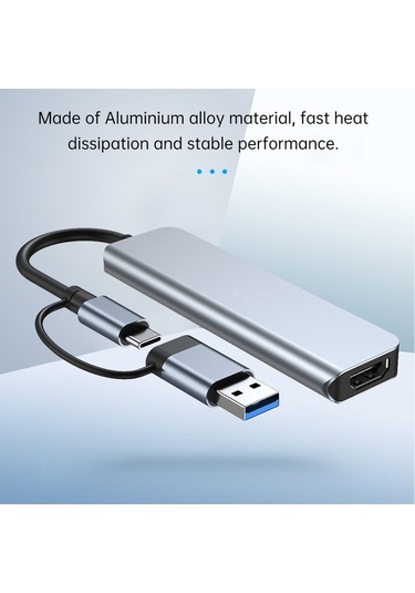 Fortunelane Usb3.0 5gbps + 3xusb2.0 + Sd/tf Okuyucu 5-in-1 Hub: Alüminyum Gövde, Gri Renk Type-c'den Usb'ye Çevirici