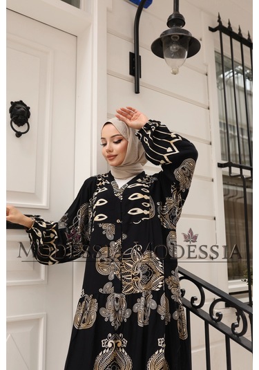 Kadın Siyah %100 Viskon Pamuklu V Yaka Alaçatı Model Kat Kat Elbise V6530 Siyah