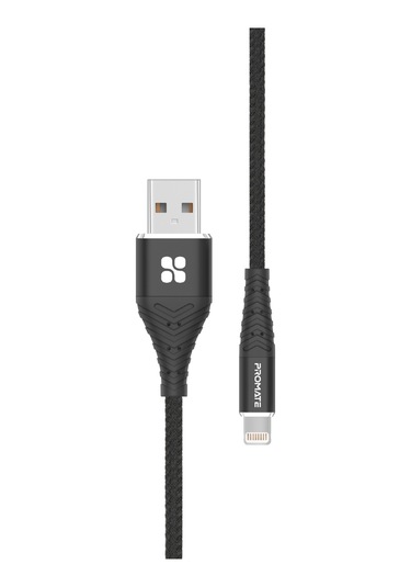 Promate İcord-1 Usb Lightning Örgülü Hızlı Şarj Data Kablo 1.2 M