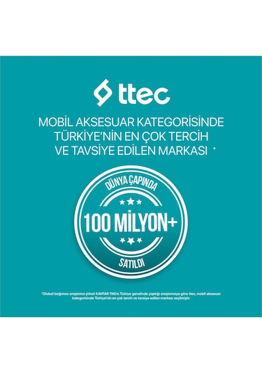 Ttec 2SCG03B Smartcharger Trio Gan 65W 2 Usb-C+ Usb-A PD Hızlı Şarj Aleti