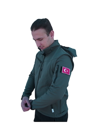 Uniprom Taktikal Softshell Mont Kollar Ve Kapşon Çıkabilir Erkek-Haki