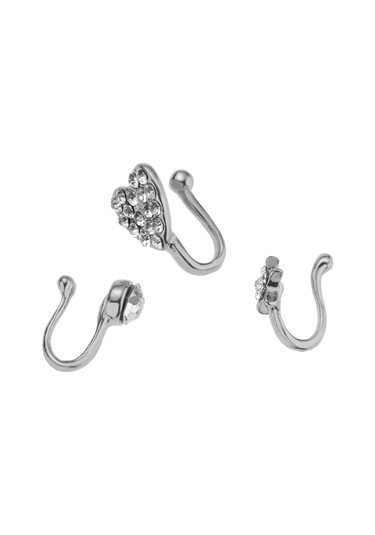 Homyl 3 Adet Charm Kadın Çiçek Pentagram Kristal Metal Gümüş