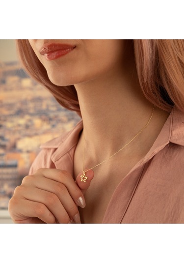 Dkmn Gümüş İçi Boş Deniz Yıldızı Kolye