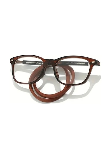 Mıknatıslı Manyetik Boyun Kordonlu Mavi Işık Korumalı Ekran Yakın Okuma Gözlüğü Kahve