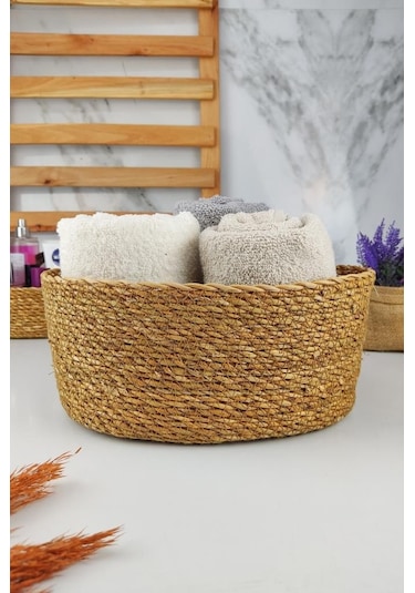 Digithome Hasır Banyo Ve Makyaj Organizer Sepeti Oval Düzenleyici 28 Cm Kahverengi - Pnl-ph22 S/3