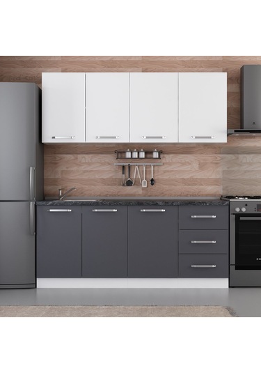 Minar 190 Cm Mutfak Dolabı Beyaz Antrasit 190-a1