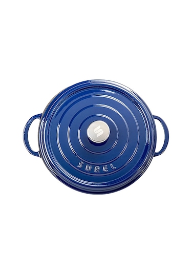 Sürel Aroma Kapak Parlak Mavi Yuvarlak Tencere 32 Cm Mavi