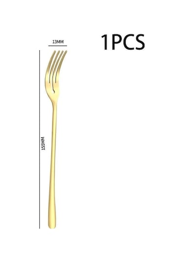 Novahub Paslanmaz Çelik Meyve Çatalı Yuvarlak Delikli Çatal Ev Tipi Çatal Ay Çöreği Çatalı Restoran Meyve Çatalı Pasta Tatlı Çatalı Yemek Masası Altın Altın