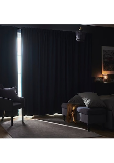 En 290cm.boy 250 Cm.blackout Karartma Fon Perde.siyah Renk Siyah