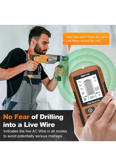 Xuweiwei Profesyonel Duvar Tarama Cihazi Gri 3 Tarama Modu Ahsap Metal Kablo Tespit Pille Calisir Insaat Elektrik Isleri Icin