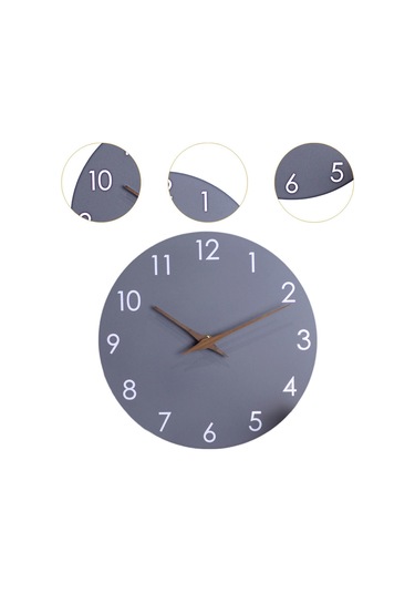 Homyl Duvar Saati 10 ''dekoratif Basit Sessiz Dekor Oturma Odası Gri