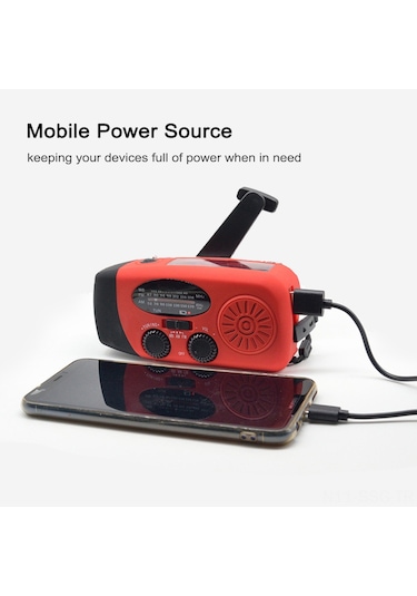 Springsun Kırmızı Solar El Çevirici Radyo - Am/fm/noaa Hava Durumu Radyosu, Fener Ve 600mah Mobil Güç Kaynağı İle Outdoor Acil Durum Cihazı