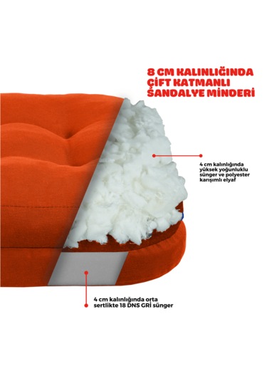 Xpermate Çift Kat Sandalye Minderi 42x42x8 Kiremit