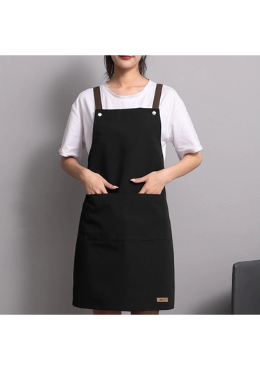 Ximistore9 Siyah Pvc Mutfak Apronu, Kollü Olmayan Büyük Cüzdanlı, Ayarlanabilir Kemerli, Su Geçirmez Restoran Chef Apronu