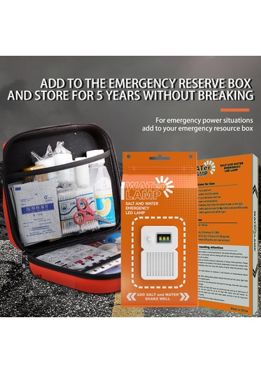 Aubyhe Tuzlu Su İle Çalışan Led Fener, Dış Mekan Işığı, Şarj Gerektirmeyen, 200 Saat Süre, Portatif Kamp Lambası Turuncu Tuz Paketi Yok Çok Renkli