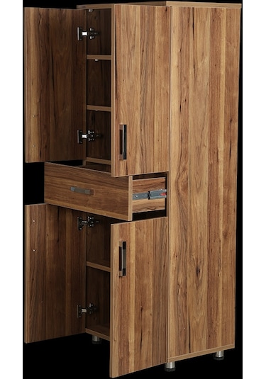 Çok Amaçlı Dolap 150 cm Hard Parlak CARDEN Suntalem 4Raf 1Çekmece Kutuda sevk El Yapım Ahşap