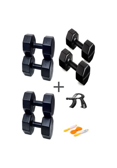 Ps Spor 3 Çift Dambıl Set 2 Kg + 6 Kg +10 Kg + Ayarlanabilir Sayaçlı El Yayı Ve Atlama İpi