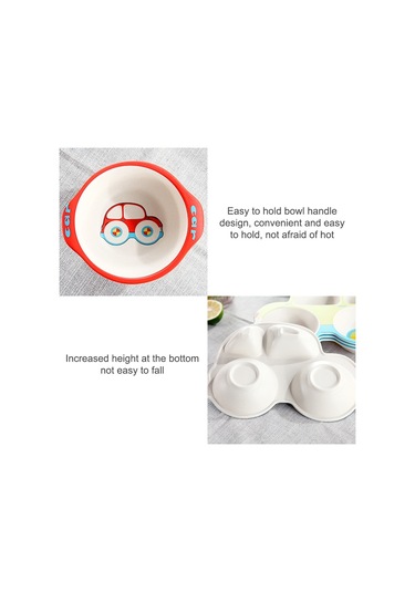 Sones Çocuklar İçin Bambu Elyaf Karikatür Yemek Tabağı Pembe