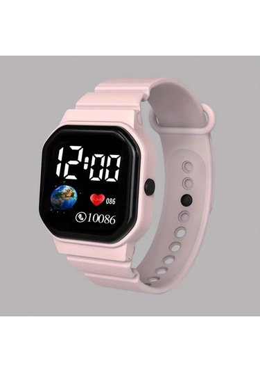 Trendooze Gaojunshop01 Beyaz Led Dijital Erkek Kol Saati - Harita Kalp Tasarım Beyaz