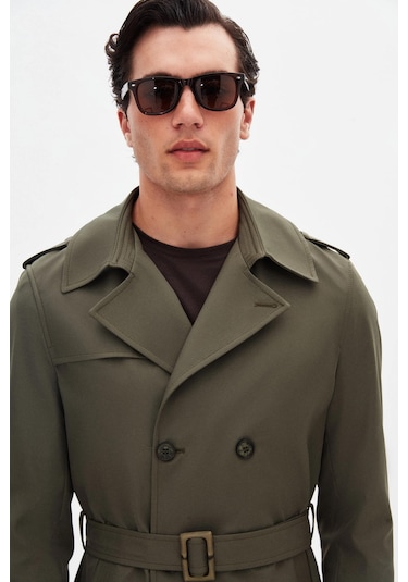 Ds Damat Regular Fit Koyu Haki Apoletli Beli Kemerli Pardösü/trenckot 1hf08ort00013 4620516