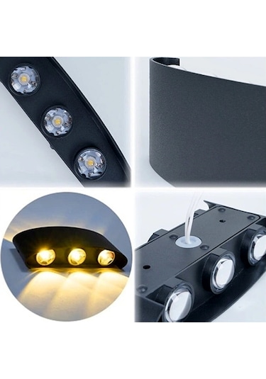 Dekoratif 10W Çift Yönlü Iç - Dış Mekan Siyah Kasa Amber Işık - 1 Adet Amber