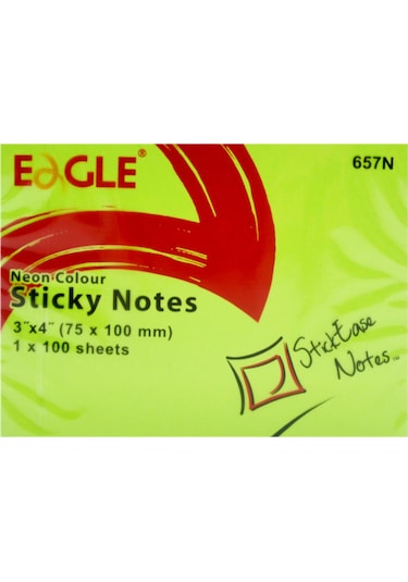 Eagle 75 X 100 MM Neon Yapışkanlı Not Kağıdı 100 Yaprak Yeşil 657N