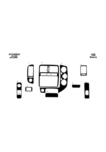 Hyundai H 100 Konsol-torpido Kaplama 2004 10 Parça-piano Black Piano Black