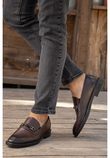 D0699 Günlük Ortopedik Hakiki Deri Erkek Klasik Ayakkabı Kahverengi