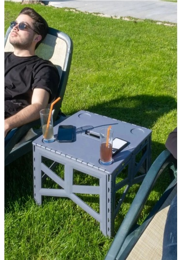 Kapris Katlanabilir Kamp Ve Piknik Sehpası Pratik Tank Masa 42x45x47cm 307 Siyah