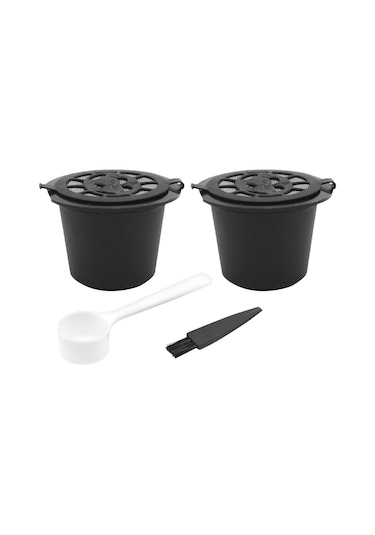 Suntek Cafe Bar Style A Black Için Kaşıklı Kahve Gereçleriyle Yeniden Kullanılabilir Kahve Kapsülleri