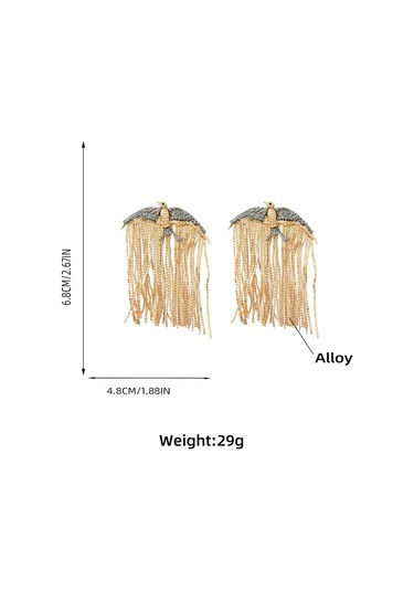 Geeksen Uçan Kuş Modeli Allüminyum Küpe - Altın Renkli, Kanatlı Ve Uzun Tasselli, Moda Aksesuarı Gold