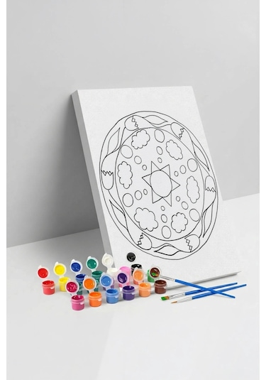 Paskalya Yumurtası Desenli Mandala Ahşap Boyama Seti 40x50 Cm