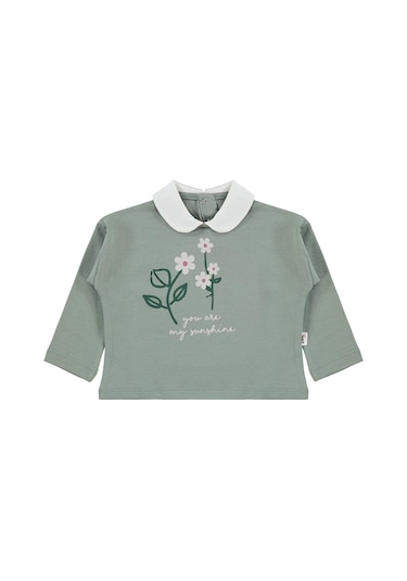 Civil Baby Çiçek Baskılı 6-18 Ay Sweatshirt - Yeşil Çağla Yeşili