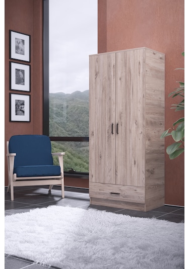 Gubimo Abete- 2 Kapılı 1 Çekmeceli Atlantik Çam Gardırop 179 x 76 x 45CM